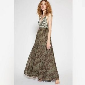Free People Manarola Maxi Dress in Green  Size Small